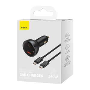 Зарядно за кола BASEUS 140W USB Type A / USB Type C PD 3.1 черно + кабел USB Type C BASEUS Superior Series 240W 5A 1m черен (CGZX070001) - Img 7