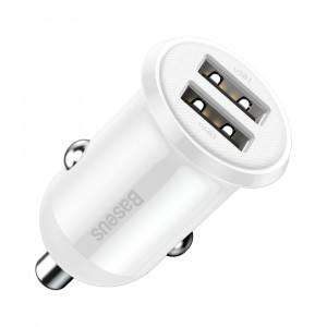 Зарядно за кола BASEUS Grain Pro 4.8A 2x USB Type A (CCALLP-02) бяло - Img 1