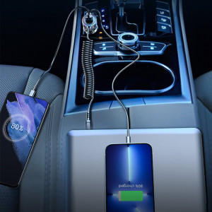 Зарядно за кола JOYROOM 3в1 55W USB Type A / USB Type C с кабел USB Type C 1.5m (JR-CL07) черно - Img 6
