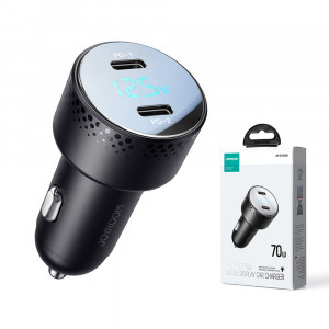 Зарядно за кола JOYROOM 70W 2x USB Type C с LED диспелй (JR-CCD02) черно - Img 6