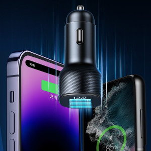 Зарядно за кола JOYROOM JR-CCD04 30W USB Type A / 2x USB Type C с LED дисплей черно - Img 12