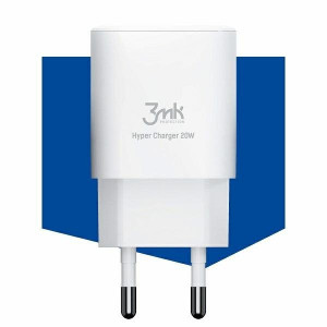Зарядно за стена 3MK Hyper Charger 20W USB Type A / USB Type C PD QC бяло - Img 3