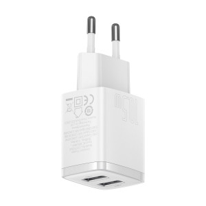 Зарядно за стена BASEUS 10.5W 2x USB Type A бяло - Img 4