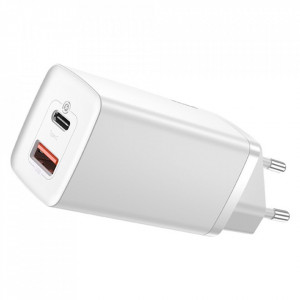 Зарядно за стена BASEUS GaN2 Lite 65W USB Type A / USB Type C PD QC3.0 (CCGAN2L-B02) бяло - Img 1