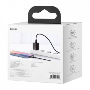 Зарядно за стена BASEUS Super Si 1C 20W USB Type C PD + кабел USB Type C към Lightning 1m (TZCCSUP-B01) черно - Img 6