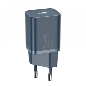 Зарядно за стена BASEUS Super Si 1C 20W USB Type C PD + кабел USB Type C към Lightning кабел 1m (TZCCSUP-B03) синьо - Img 2