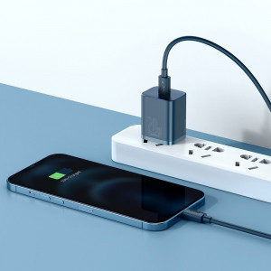 Зарядно за стена BASEUS Super Si 1C 20W USB Type C PD + кабел USB Type C към Lightning кабел 1m (TZCCSUP-B03) синьо - Img 12