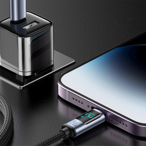 Кабел за зареждане и данни с дисплей и оплетка JOYROOM USB Type A към Lightning 2.4A 1.2m S-AL012A16 черен - Img 3