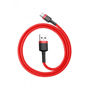 Кабел за зареждане и данни с оплетка BASEUS Cafule USB Type A към USB Type C с бързо зареждане 3.0 3A 0.5m червен (CATKLF-A09) - Img 8