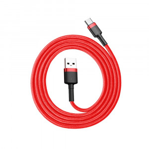 Кабел за зареждане и данни с оплетка BASEUS Cafule USB Type A към USB Type C 3A 1m (CATKLF-B09) червен - Img 12
