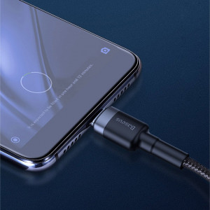 Кабел за зареждане и данни с оплетка BASEUS Cafule USB Type A към USB Type C с бързо зареждане 3.0 40W 1m (CATKLF-PG1) сив / черен - Img 16