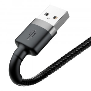 Кабел за зареждане и данни с оплетка BASEUS Cafule USB Type A към Lightning с бързо зареждане 3.0 2.4A 1m черен / сив (CALKLF-BG1) - Img 3