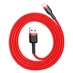 Кабел за зареждане и данни с оплетка BASEUS Cafule USB Type A към Lightning с бързо зареждане 3.0 2.4A 1m червен (CALKLF-B09) - Img 6