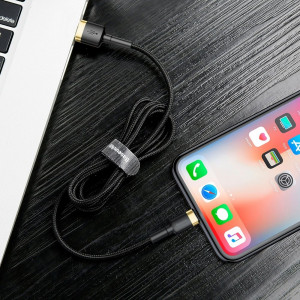 Кабел за зареждане и данни с оплетка BASEUS Cafule USB Type A към Lightning с бързо зареждане 3.0 2A 3m (CALKLF-RV1) черен / златен - Img 12