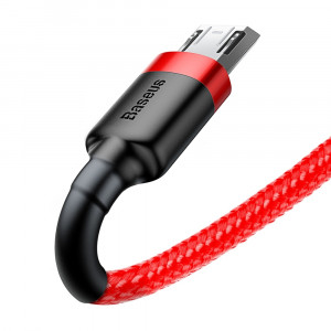 Кабел за зареждане и данни с оплетка BASEUS Cafule USB Type A към micro USB 1.5A 2m червен (CAMKLF-C09) - Img 4