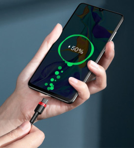 Кабел за зареждане и данни с оплетка BASEUS Cafule USB Type C към USB Type C Power Delivery 2.0 100W 20V 5A 2m сив (CATKLF-ALG1) - Img 10