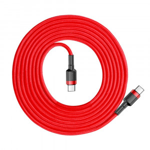 Кабел за зареждане и данни с оплетка BASEUS Cafule USB Type C към USB Type C Power Delivery 2.0 60W 20V 3A с бързо зареждане 3.0 2m червен (CATKLF-H09) - Img 2