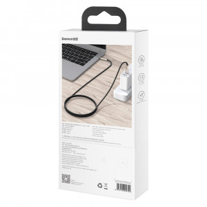 Кабел за зареждане и данни с оплетка BASEUS Cafule USB Type C към USB Type C 100W 20V 5A Power Delivery 1m черен (CATJK-C01) - Img 6