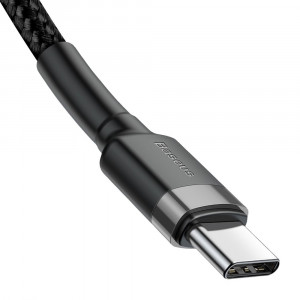 Кабел за зареждане и данни с оплетка BASEUS Cafule USB Type C към USB Type C Power Delivery 2.0 60W 20V 3A с бързо зареждане 3.0 2m черен / сив (CATKLF-HG1) - Img 5