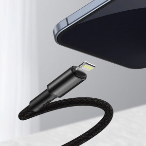 Кабел за зареждане и данни с оплетка BASEUS High Density с бързо зареждане Data USB Type C към Lightning Power Delivery 20W 1m черен - Img 11
