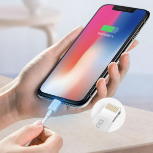Кабел за зареждане и данни с оплетка DUDAO USB Type A към Lightning 3A 1m (L1L) бял - Img 4