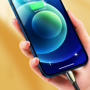 Кабел за зареждане и данни с оплетка JOYROOM Mermaid USB Type A към Lightning 2.4A 2m черен (S-2030K6) - Img 3