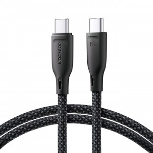 Кабел за зареждане и данни с оплетка JOYROOM Multi-Color SA34-CC3 USB Type C към USB Type C 60W с бързо зареждане 1m черен - Img 1