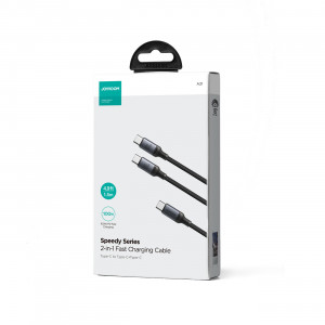 Кабел за зареждане и данни с оплетка JOYROOM Speedy SA21-1T2 USB Type C към USB Type C / USB Type C 1.5m черен - Img 5