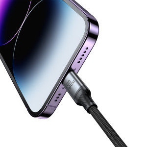 Кабел за зареждане и данни с оплетка JOYROOM Speedy SA21-1T2 USB Type C към USB Type C / Lightning 100W 1.5m черен - Img 9