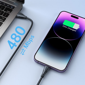 Кабел за зареждане и данни с оплетка JOYROOM Surpass USB Type A към Lightning 2.4A 2m черен (S-UL012A11) - Img 14