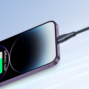 Кабел за зареждане и данни с оплетка JOYROOM Surpass USB Type C към Lightning с бързо зареждане 20W 1.2m черен (S-CL020A11) - Img 6
