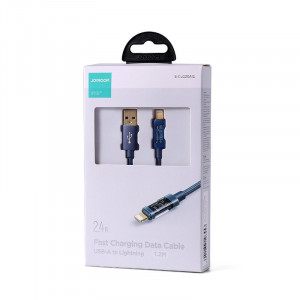 Кабел за зареждане и данни с оплетка JOYROOM USB Type A към Lightning 2.4A 20W 1.2m син (S-UL012A12) - Img 5