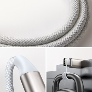 Кабел за зареждане и данни с оплетка JOYROOM USB Type C към безжично зарядно за Apple Watch 1.2m бял (S-IW011) - Img 12