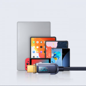 Кабел за зареждане и данни с оплетка JOYROOM USB Type C към USB Type C 100Wс бързо зареждане 1.2m син (S-CC100A4) - Img 6