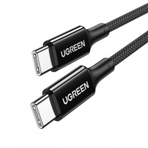Кабел за зареждане и данни с оплетка UGREEN US557 USB Type C към USB Type C Power Delivery 100W 1m черен - Img 1