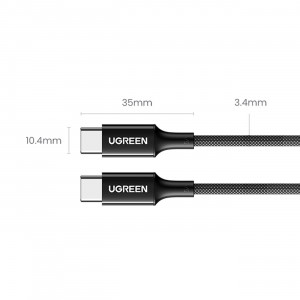 Кабел за зареждане и данни с оплетка UGREEN US557 USB Type C към USB Type C Power Delivery 100W 1m черен - Img 9