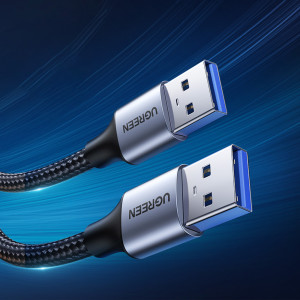 Кабел за зареждане и данни с оплетка UGREEN USB Type A към USB Type A 3.0 5Gb/s 2m сив (US373) - Img 5