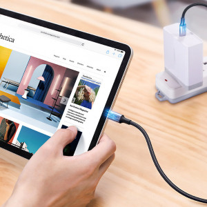 Кабел за зареждане и данни с оплетка UGREEN USB Type C към USB Type C Power Delivery 100W с бързо зареждане FCP 5A 3m сив (90120 US316) - Img 3