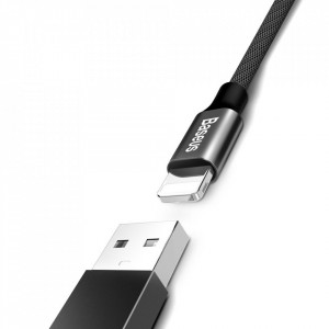 Кабел за зареждане и данни с текстилна оплетка BASEUS Yiven USB Type A към Lightning 1.8m (CALYW-A01) черен - Img 5