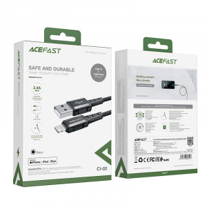 Кабел за зареждане и данни ACEFAST MFI USB Type A към Lightning 1.2m 2.4A черен (C1-02 черен) - Img 5