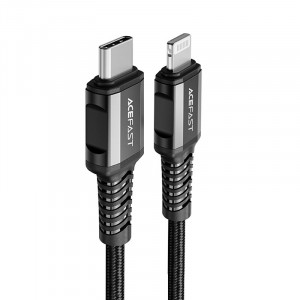 Кабел за зареждане и данни ACEFAST MFI USB Type C към Lightning 1.2m 30W 3A черен (C1-01 черен) - Img 1