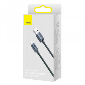 Кабел за зареждане и данни BASEUS Crystal Shine USB Type A към USB Type C с бързо зареждане 100W 2m черен (CAJY000501) - Img 5