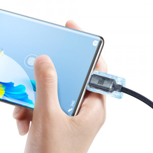 Кабел за зареждане и данни BASEUS Crystal Shine USB Type A към USB Type C с бързо зареждане 100W 1.2m (CAJY000401) черен - Img 11