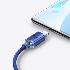 Кабел за зареждане и данни BASEUS Crystal Shine USB Type A към USB Type C с бързо зареждане 100W 2m син (CAJY000503) - Img 9