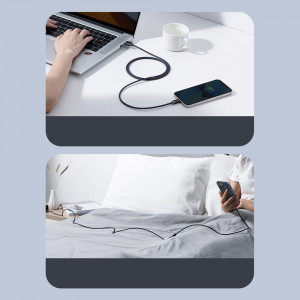 Кабел за зареждане и данни BASEUS Crystal Shine USB Type A към Lightning с бързо зареждане 2.4A 1.2m (CAJY000001) черен - Img 17