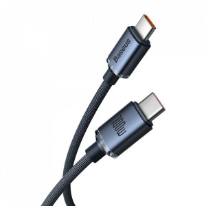 Кабел за зареждане и данни BASEUS Crystal Shine USB Type C към USB Type C с бързо зареждане 100W 1.2m (CAJY000601) черен - Img 2