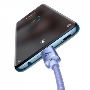 Кабел за зареждане и данни BASEUS Crystal Shine USB Type C към USB Type C с бързо зареждане 100W 1.2m (CAJY000605) лилав - Img 3