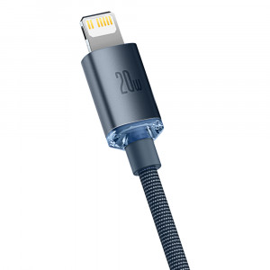 Кабел за зареждане и данни BASEUS Crystal Shine USB Type C към Lightning с бързо зареждане 20W 1.2m черен (CAJY000201) - Img 3