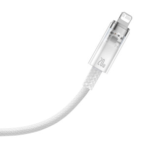 Кабел за зареждане и данни BASEUS Explorer USB Type C към Lightning 20W 2m бял (CATS010302) - Img 3