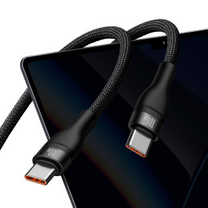 Кабел за зареждане и данни BASEUS Flash II 2in1 USB Type C към 2xUSB Type C с бързо зареждане 100W 1.5m черен - Img 2